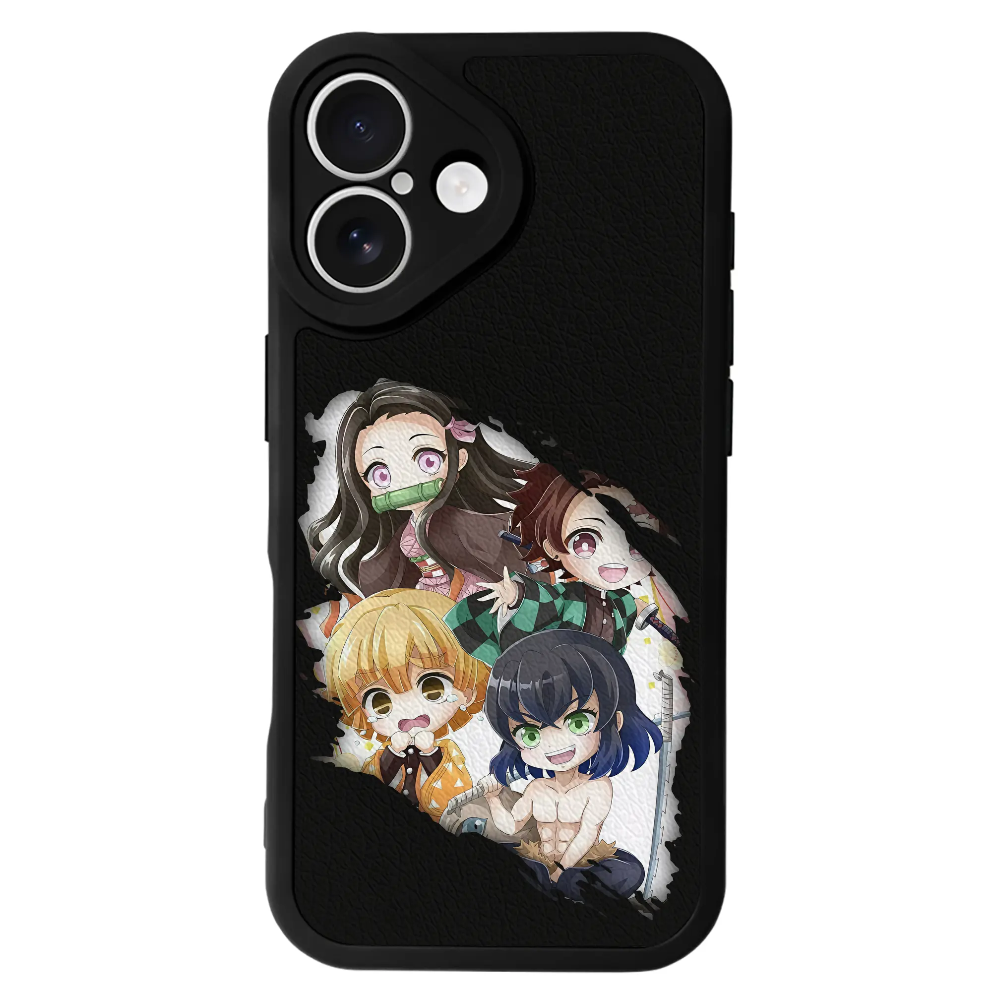 鬼滅の刃 グッズ,竈門 禰豆子 - IPhone 16シリーズ対応 ・ シリコンスマホケース ・ レザー調 ・ 高精度フィット ・ 耐衝撃 ・ ワイヤレス充電対応 ・ 精密カット